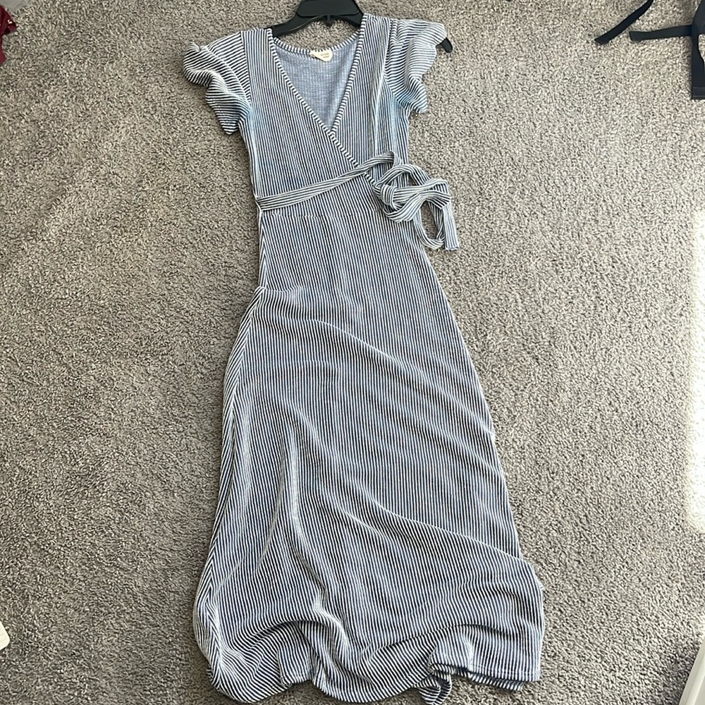Caution to the wind blue and white cotton dress